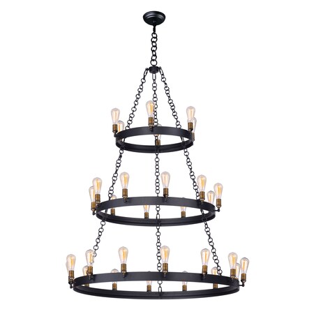 Maxim Lighting Noble 30-Light 50" Wide Black / Natural Aged Brass Chandelier 26278BKNAB